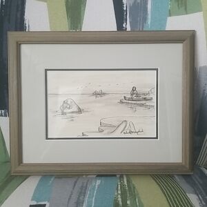 Original Eskimo Drawing Polar Bear Hunt Sequel Pic 2 - By Robert Mayokok